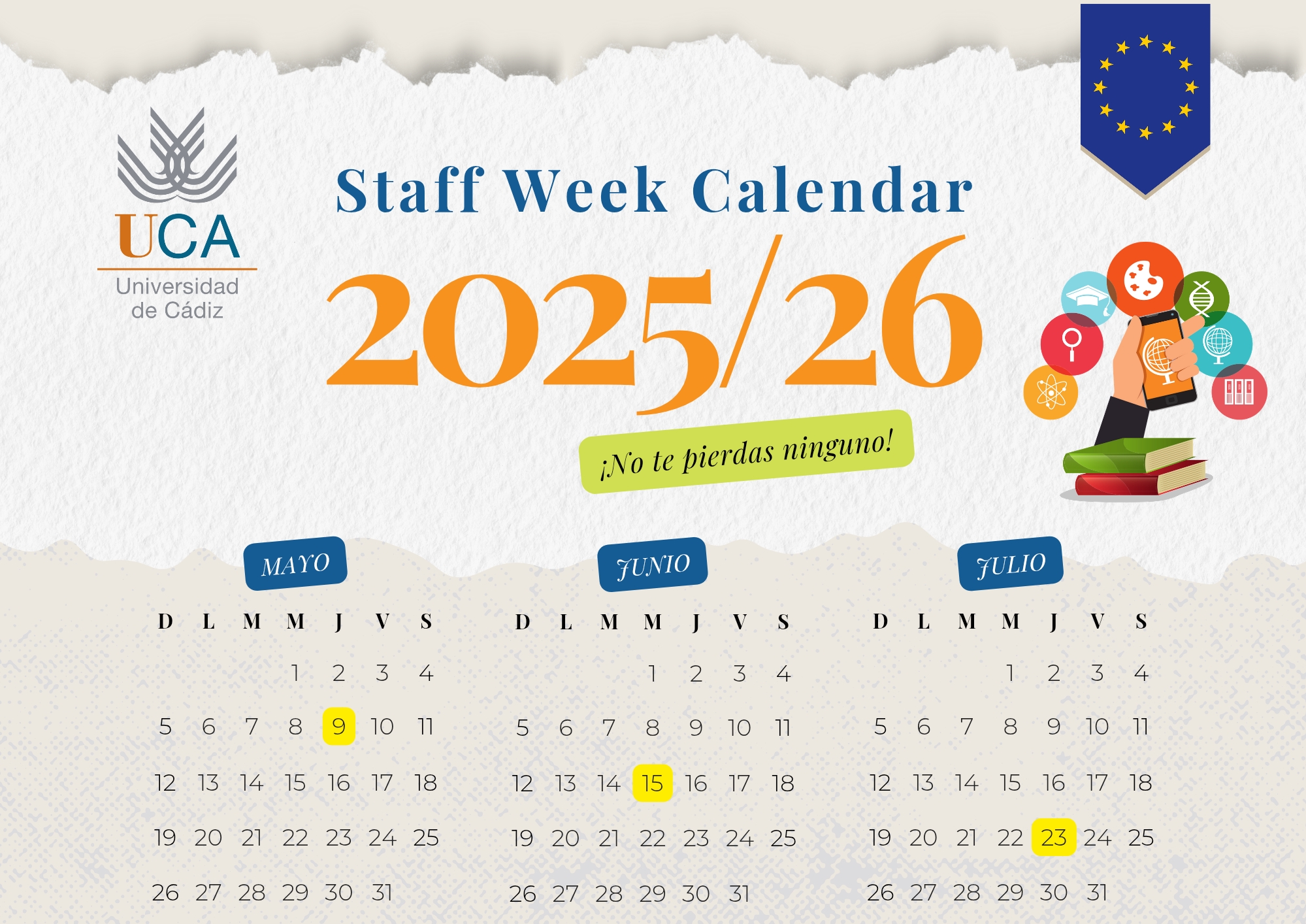 Staff Week Calendar: nueva visualización y difusión para las jornadas internacionales salientes y BIP’s en curso para PDI y PTGAS