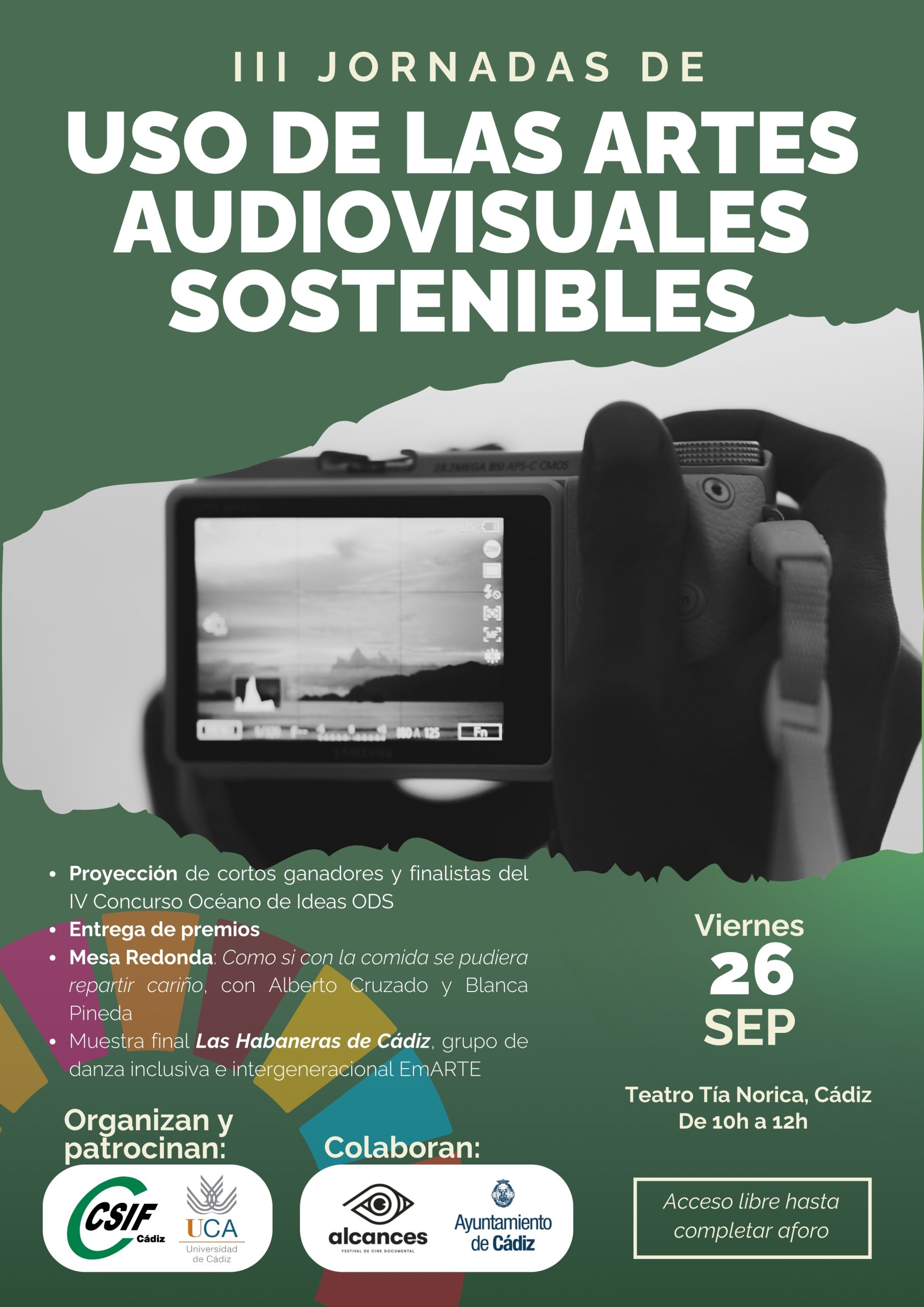 La UCA y CSIF Cádiz celebran su tercera jornada de artes audiovisuales sostenibles dentro del festival Alcances de Cádiz