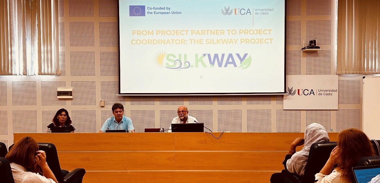Rafael Jiménez Castañeda, coordinador del proyecto Erasmus+ K2 SILKWAY, presenta el proyecto en un BIP de la Universidad de Cádiz